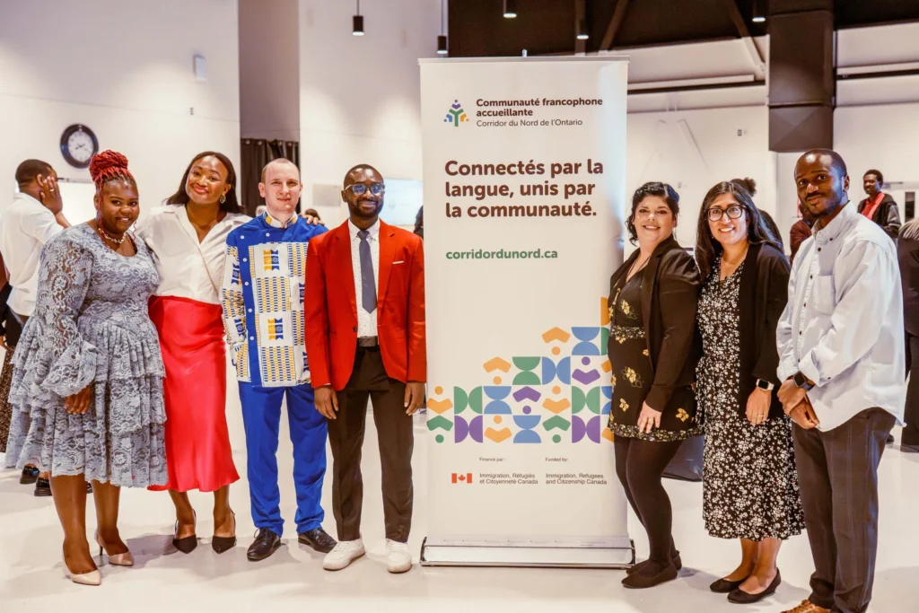 De gauche à droite: Joyce Motuke Malembe (Agente de développement RIF), Fatou Condé (coordonnatrice de communication), Thomas Mercier (directeur du RIF), Jean-Emmanuel Yameogo (agent CFA), Marie-Josée Tremblay (coordonnatrice CFA), Purvi Acharya, (IRCC) et Jean-Paul Kalwahali (agent de projet RIF). 